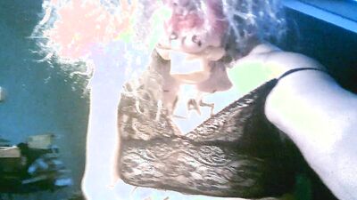 Sissy bimbo shitcunt fag pig slut Sarah Millward, smokes, wanks, double penetrates herself with 9 inch balck dildo