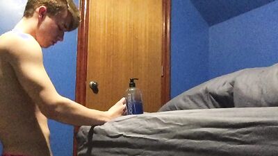 Teen fucks fleshlight to creampie wearing panties