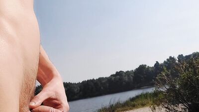 Nude beach public cruising failed, so young twink had to please a dick in the woods