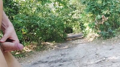 Nude beach public cruising failed, so young twink had to please a dick in the woods