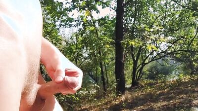 Nude beach public cruising failed, so young twink had to please a dick in the woods