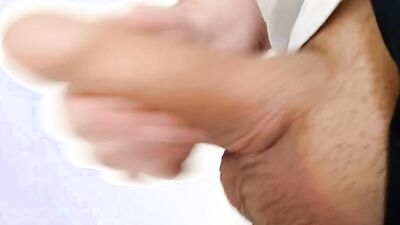 Close-up jerking in our apartment houses corridor on sunny day. Any of my neighbours could catch me