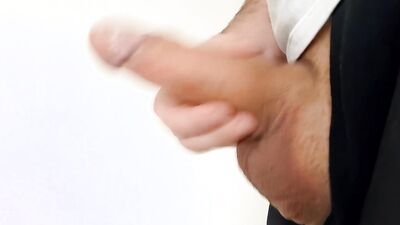 Close-up jerking in our apartment houses corridor on sunny day. Any of my neighbours could catch me