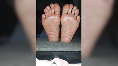 Showing off my oiled soles and cock