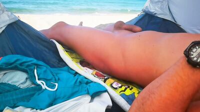 Trying Not To Get Hard Watching Teens On The Nude Beach - Soft Cock Precum Leak