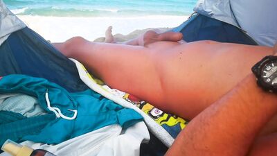 Trying Not To Get Hard Watching Teens On The Nude Beach - Soft Cock Precum Leak