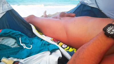 Trying Not To Get Hard Watching Teens On The Nude Beach - Soft Cock Precum Leak