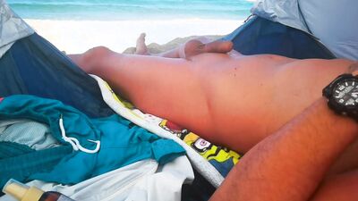 Trying Not To Get Hard Watching Teens On The Nude Beach - Soft Cock Precum Leak