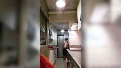 Muscular man has romantic sex in the kitchen