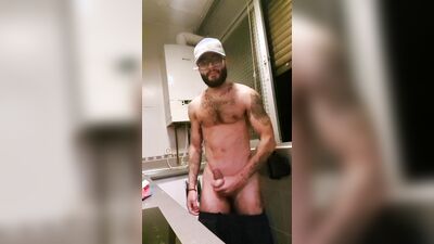 Muscular man has romantic sex in the kitchen