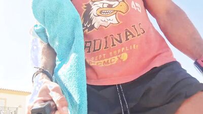 Hot Guy Walking and Touching His Cock in a Risky Way in Public Places