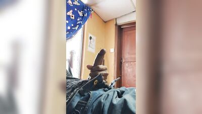 Guy just giving himself a good masturbation on his cock