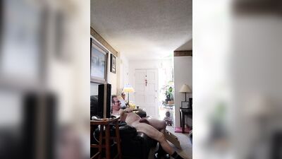 Grandpa stroking on cam