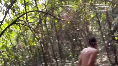 He was spying on me when I was masturbating in the bush and I made him take cock