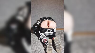Horny motocross player cumming on boyfriend helmet