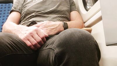 on a moving train, I try to jerk off my cock.