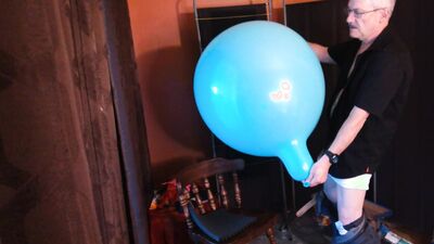 117) Big Round Turquoise Balloon Gets Popped by Daddy!