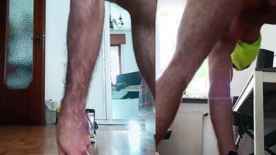 Big vegetables and big dildos up my ass to stimulate my prostate and cum