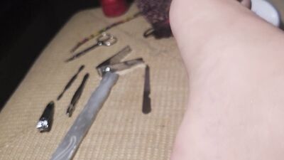 Trimming and lotioning my feet