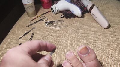 Trimming and lotioning my feet