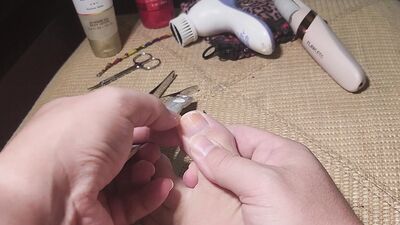 Trimming and lotioning my feet