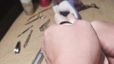 Trimming and lotioning my feet
