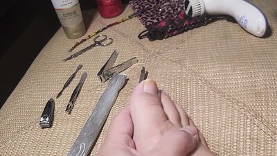 Trimming and lotioning my feet