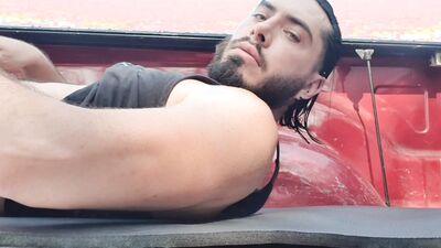 HUGE CUM Load on my truck box - SELF FACIAL & SELF CUM EATING