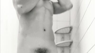 the member stood up while i lathered with foam and i began to masturbate powerfully