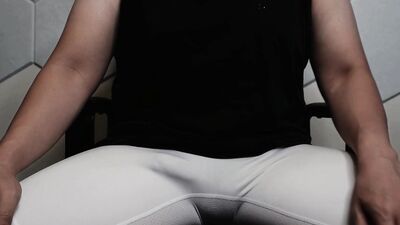 Asian Hunk Rotate Cock 10 Times Edging in His White Tights