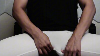 Asian Hunk Rotate Cock 10 Times Edging in His White Tights