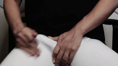 Asian Hunk Rotate Cock 10 Times Edging in His White Tights