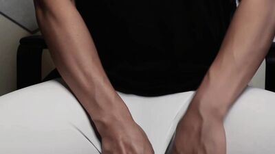 Asian Hunk Rotate Cock 10 Times Edging in His White Tights