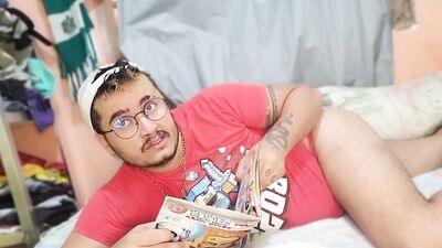 Little nerd playing video games and getting excited