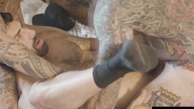 Inked Damian Dragon Rims Adam Ramzi Ass On Threesome Fuck