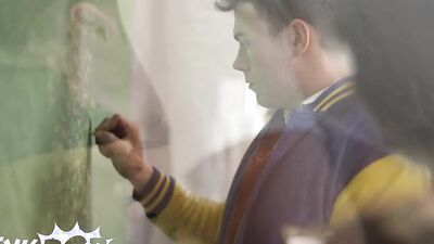 TWINKPOP - College Class Turns Into A Dick-Measuring Contest And Then A Hot Group Sex