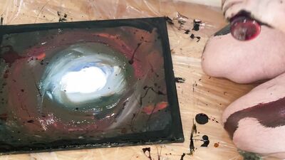 Young Geeky Hunk Uses His Body to Paint then Jerks onto the Painting