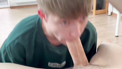 Twink invited his twink friend with a big dick over and seduced him into giving him a blowjob