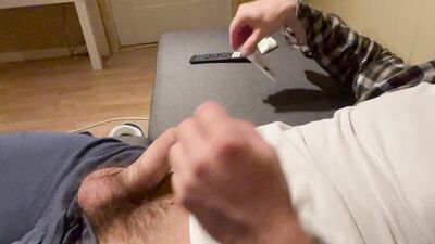 Jerking off screaming and cumming in the end.