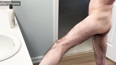 Putting lotion on my dry skin and I couldn't resist playing with my hairy little dick