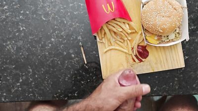 Smoking a joint, I jerked off and came on my McDonald's Big Mac