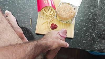 Smoking a joint, I jerked off and came on my McDonald's Big Mac