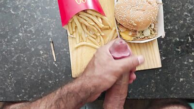 Smoking a joint, I jerked off and came on my McDonald's Big Mac