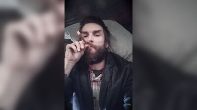 Cigar Smoking Wearing Leather Blazer smoke