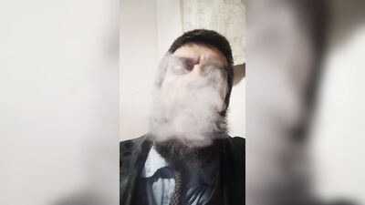 Cigar Smoking Wearing Leather Blazer smoke