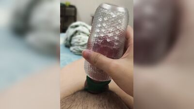After being locked and unwound the foreskin tie by the semen ring, I became more sensitive and played ejaculation again