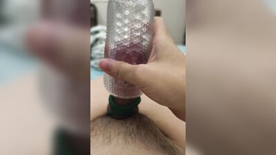 After being locked and unwound the foreskin tie by the semen ring, I became more sensitive and played ejaculation again