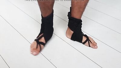 (Shibari) Feet bondage. Self tie rope boots for your foot. (bdsm)