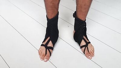 (Shibari) Feet bondage. Self tie rope boots for your foot. (bdsm)
