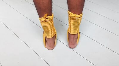 (Shibari) Feet bondage. Self tie rope boots for your foot. (bdsm)